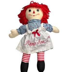Aurora Raggedy Ann Doll Red Yarn Hair Embroidered Apron 2022 Hasbro Plush 16 in
